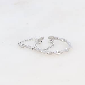 Bague Palliorani - 2 rangs avec chaîne et clef - argenté