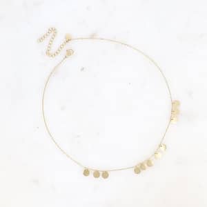 Collier Olive - pampilles rondes plates - doré (2)