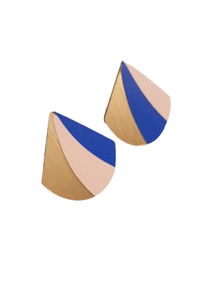 Boucle d'oreilles (Clous) fauve coloris crazy horse - Rose bouchon