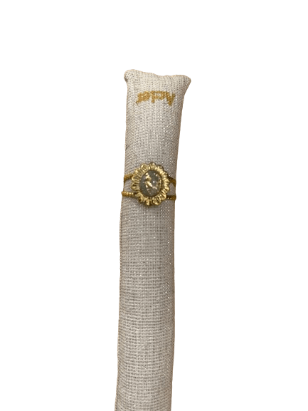 Bague doré 2 rangs avec pierre verte doré - Sweethings