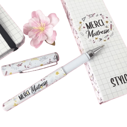 Stylo « Merci maîtresse » – Cadeau maîtresse - Collection florale