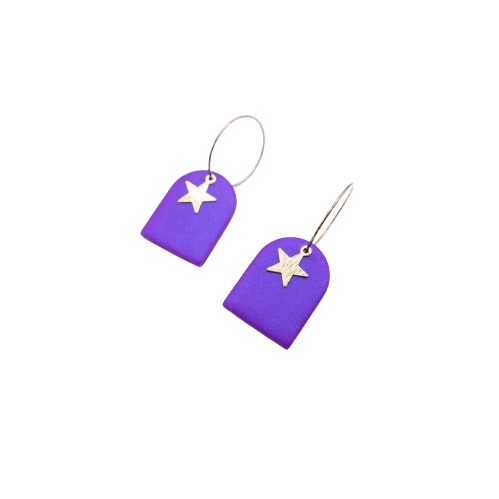 Boucles d'oreilles en Acier Plaqué Or 18k - violette