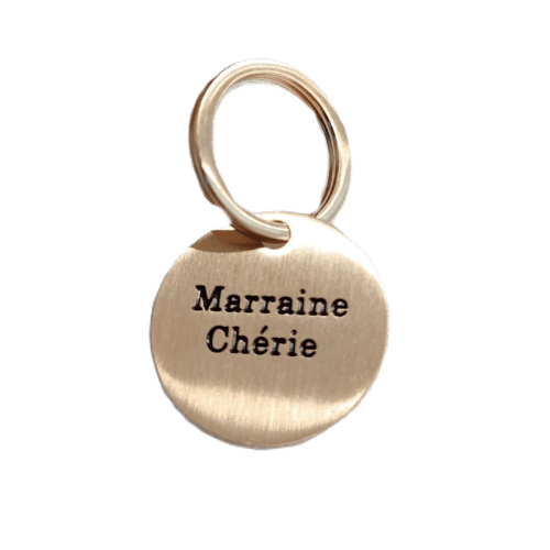 Porte clef "Marraine chérie" doré brossé
