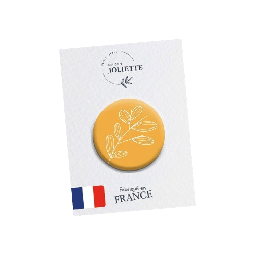Broche (badge) - Fleur fond jaune #116 - Maison Joliette