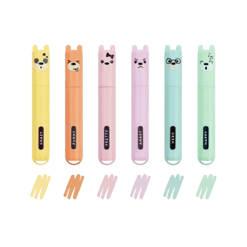 Set de 6 Mini Surligneurs - couleurs pastel - Teddy’s Mood (petit ours) - Legami – Image 2