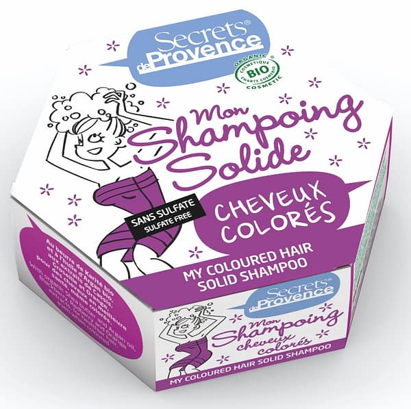 Shampooing bio solide cheveux colorés - Secrets de Provence bio