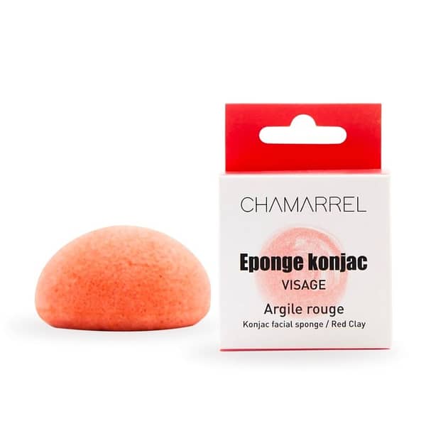 Eponge konjac - argile rouge - visage - Chamarrel