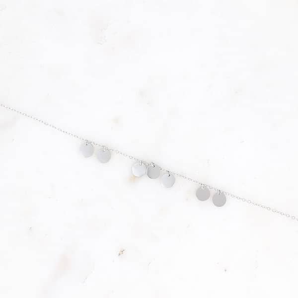 Bracelet Olive - pampilles rondes plates - argenté – Image 2