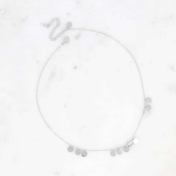 Collier Olive - pampilles rondes plates - argenté