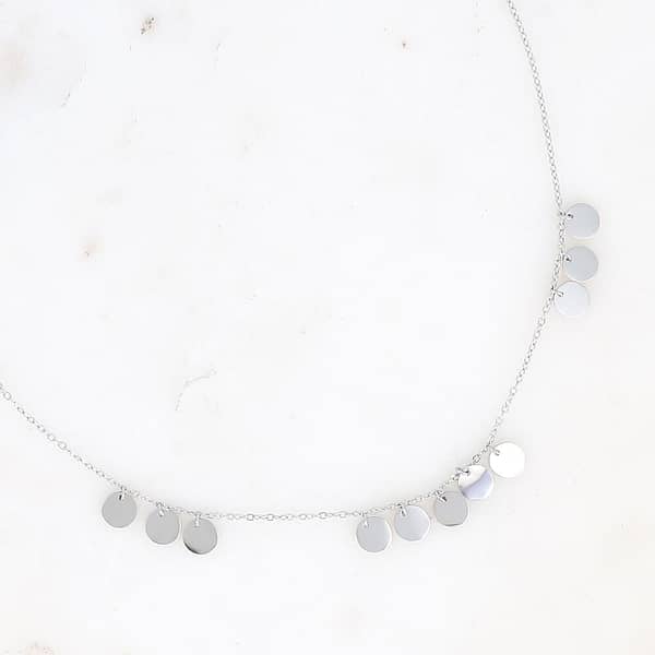 Collier Olive - pampilles rondes plates - argenté – Image 2
