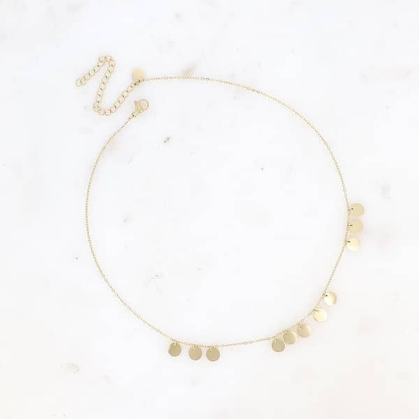 Collier Olive - pampilles rondes plates - doré
