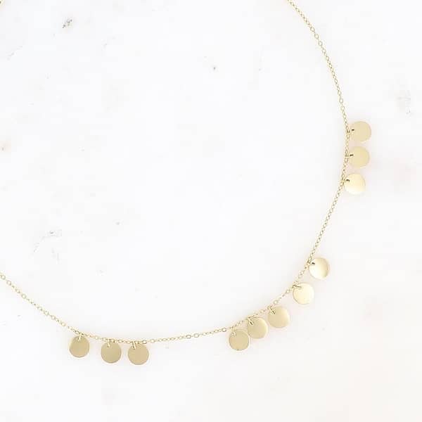 Collier Olive - pampilles rondes plates - doré – Image 2