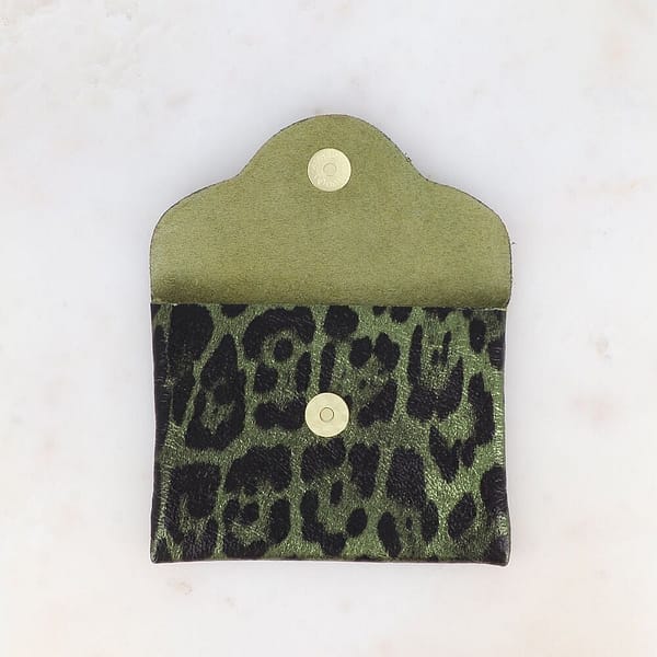 Pochette Budapest - motif léopard - véritable cuir de vachette, made in Italy - rose léopard – Image 3