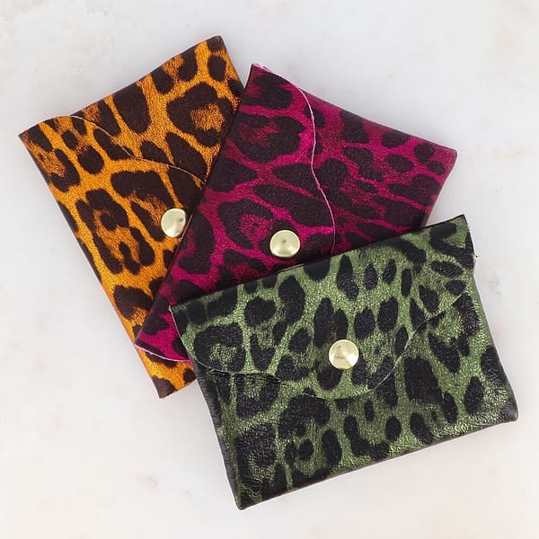 Pochette Budapest - motif léopard - véritable cuir de vachette, made in Italy - rose léopard – Image 2