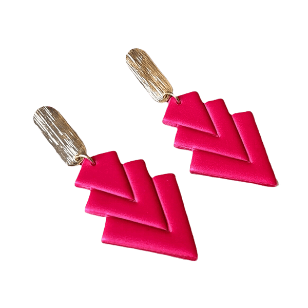 Boucles d'oreilles chevron rose