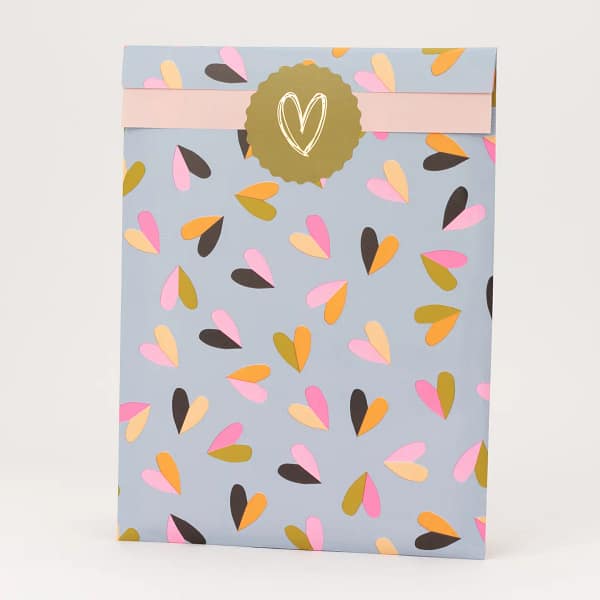 Pochette cadeau cœurs bicolores, bleu – Image 2