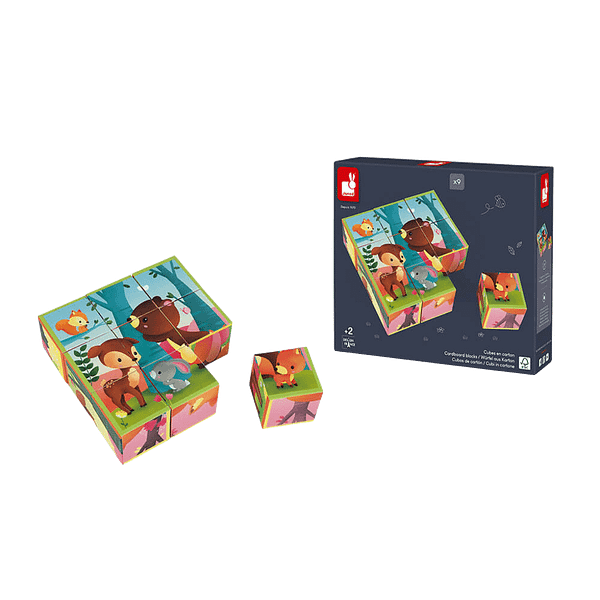 Kubkid - 9 Cubes Animaux De La Foret - Janod – Image 3