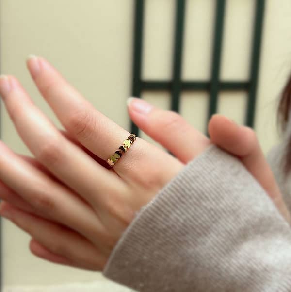 Bague Epi - anneau fin avec épi en acier inoxydable - dorée – Image 2