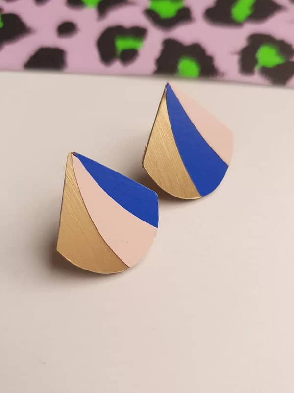 Boucle d'oreilles (Clous) fauve coloris crazy horse - Rose bouchon – Image 2